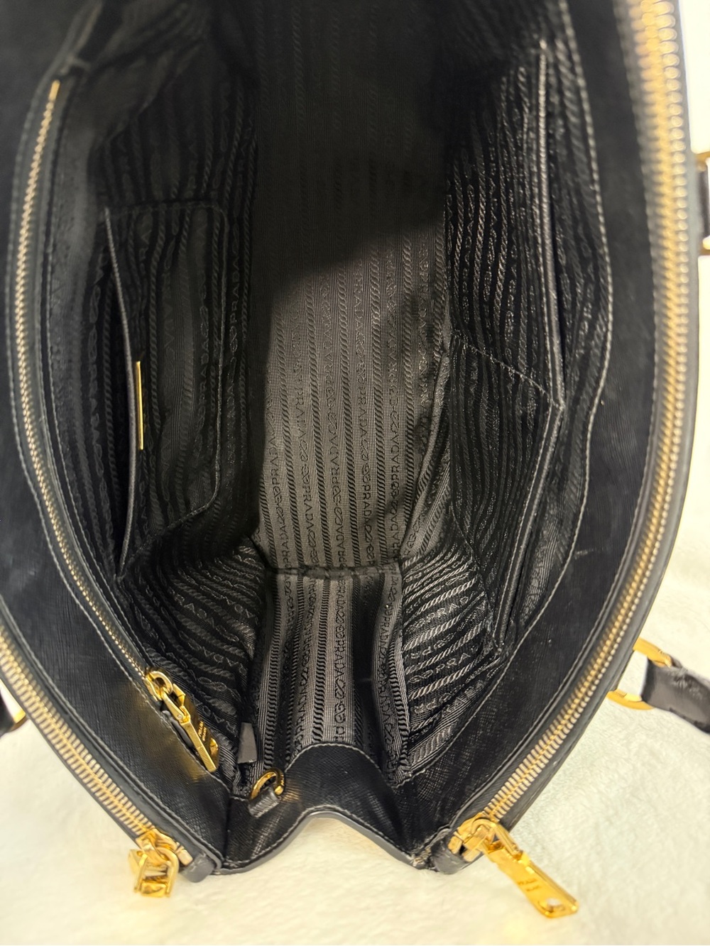 Prada Black Saffiano Leather Galleria Satchel with Gold Hardware - Picture 7 of 14